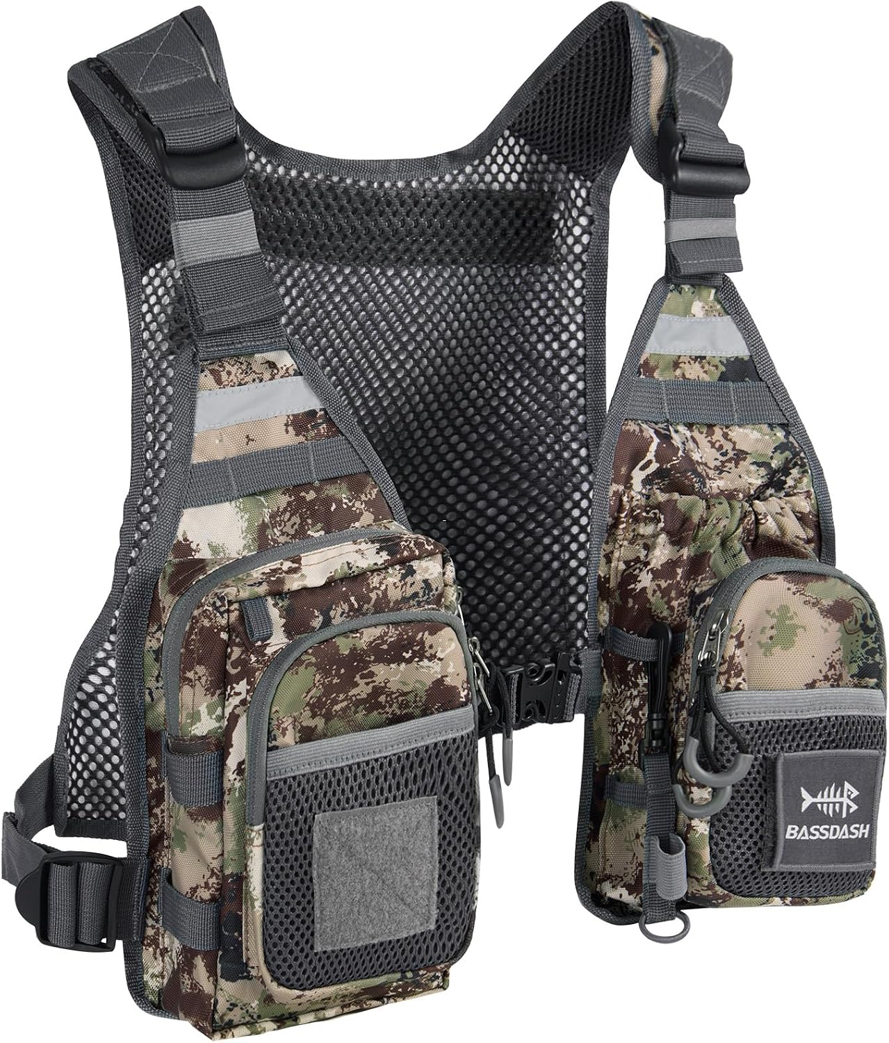 BASSDASH FV08 Ultra Lightweight Chest Pack Vest (Grunge Camo)
