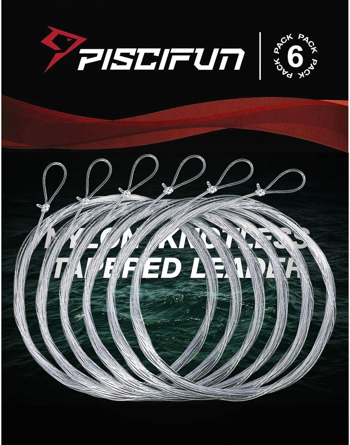 Piscifun Tapered Fly Fishing Leader (9 ft, 5X, 6-Pack)