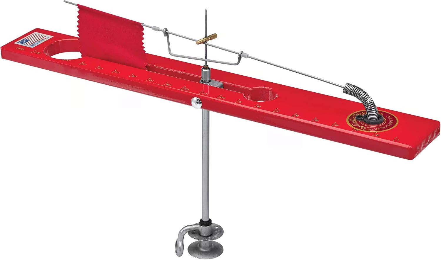 Beaver Dam Ruler Rail Tip-Up (Red, Wood Base)