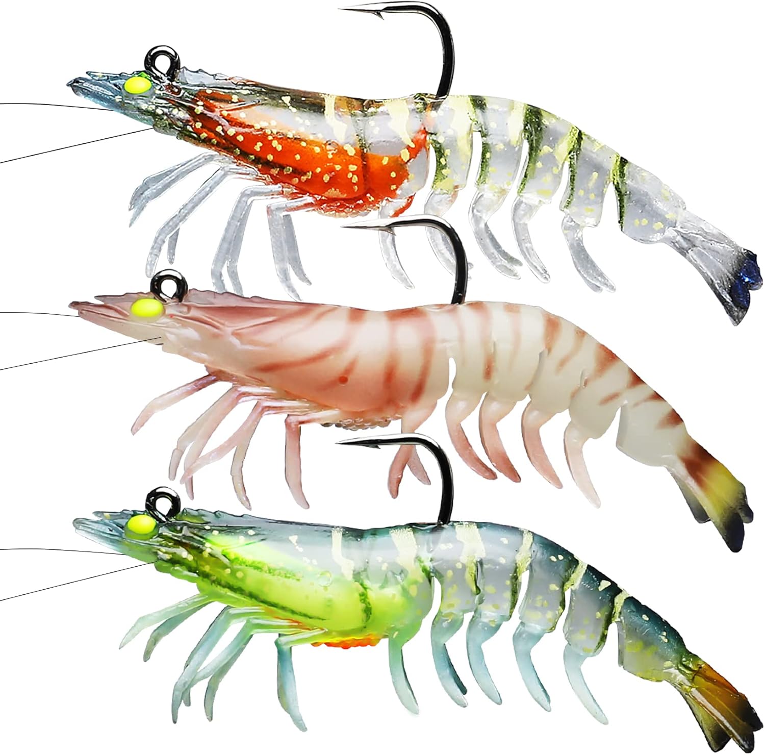 TRUSCEND Duramax Pre-Rigged Shrimp Soft Lures (3-Pack)