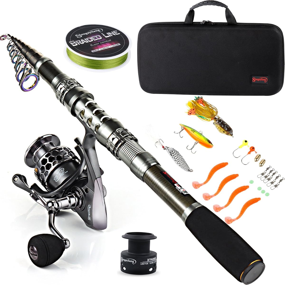 Sougayilang Telescopic Rod & Reel Combo with Carrier Bag