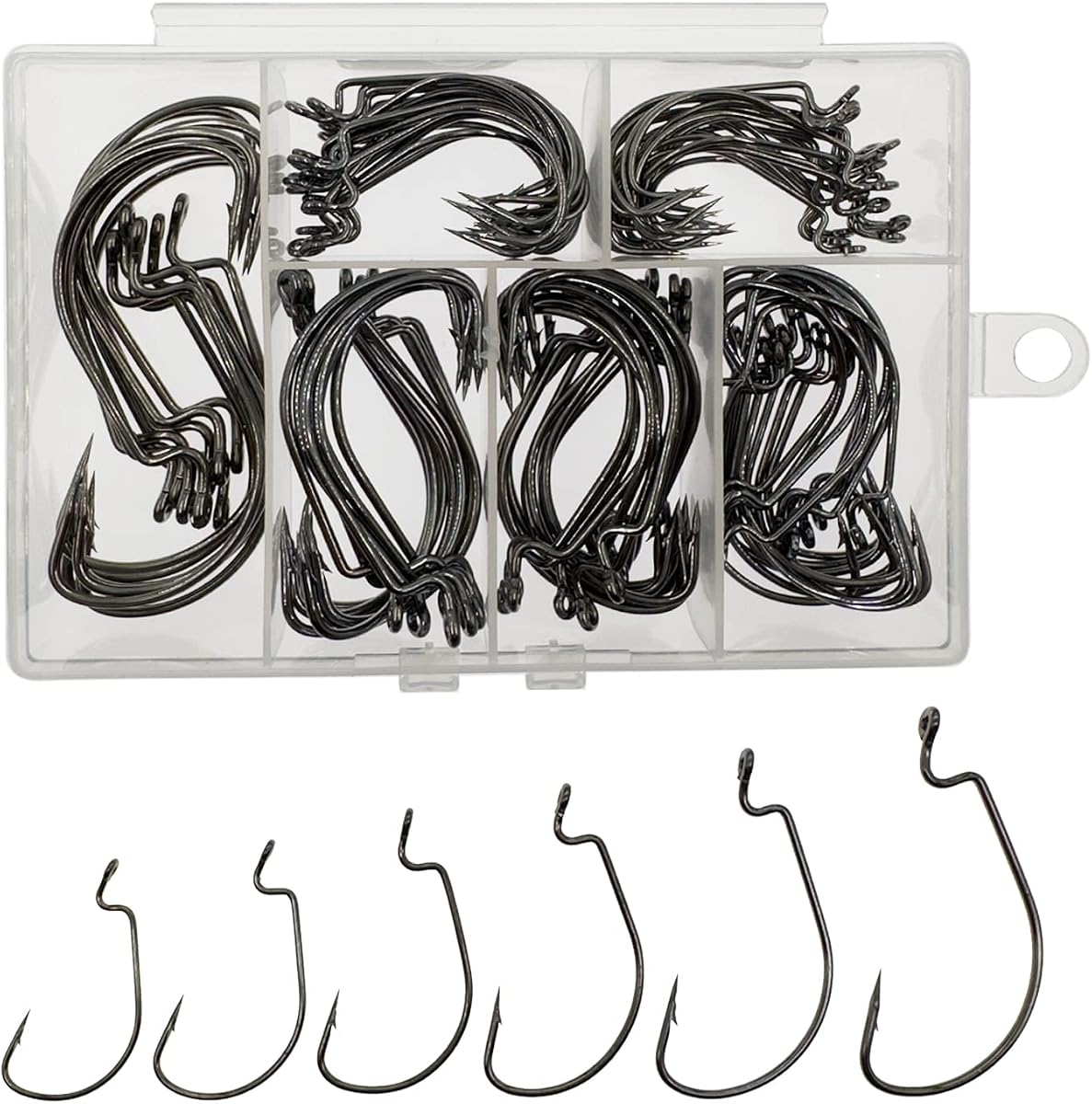 Afmivs Worm Hooks for Bass (110-Pack)