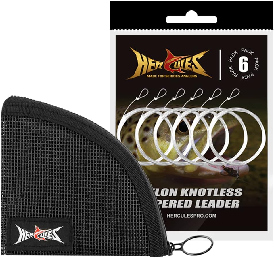 Hercules Pre-Tied Loop Tapered Leader with Wallet (9 ft, 5X, 6-Pack)